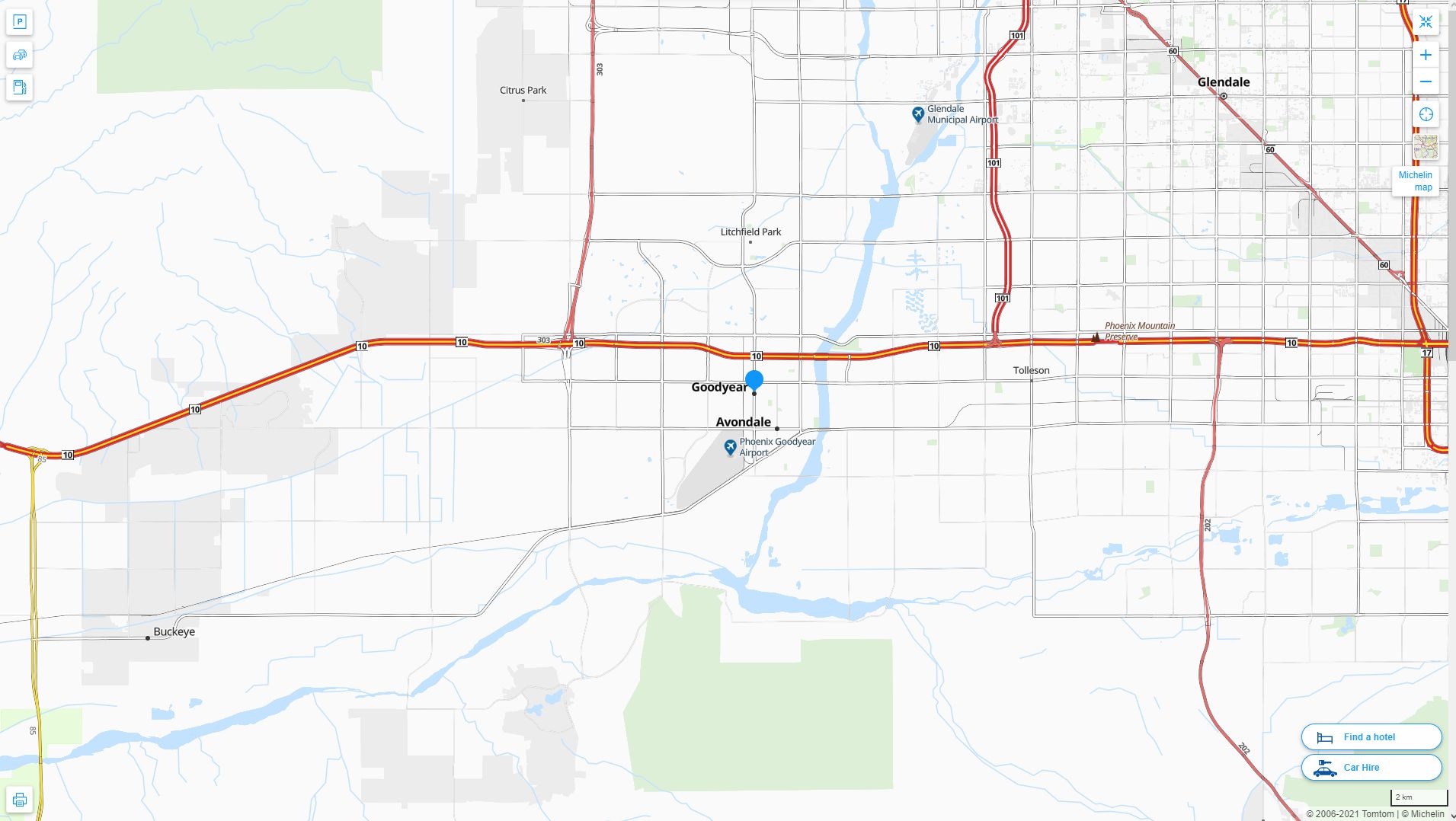 Goodyear Arizona Highway and Road Map